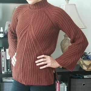Bell sleeve mock neck sweater